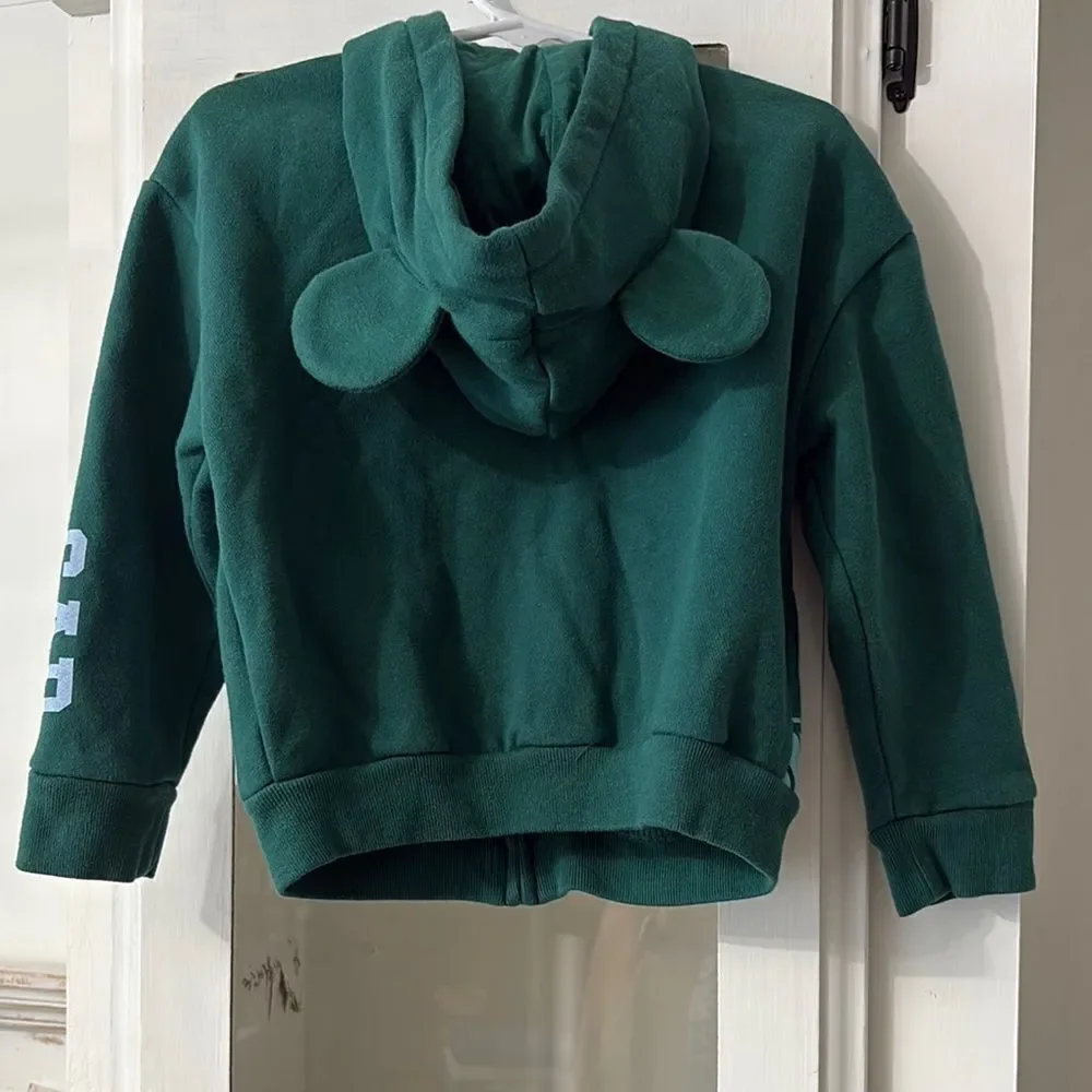 NWOT DISNEY Baby GAP Green Mickey Hooded Sweatshirt with Cartoon Graphics Size 4